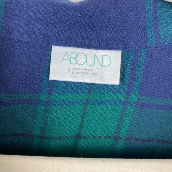 J.O.A SET Plaid Fray Hem Mini Skirt. S small Green/blue abound plaid shirt - Picture 12 of 13